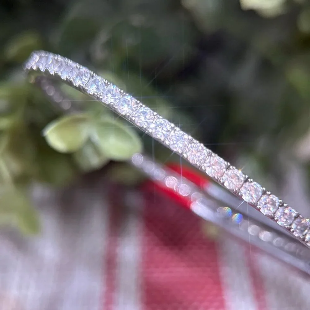 Silver Tone Eternity Rhinestones Bangle